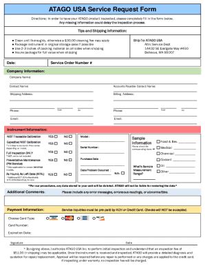 Fillable Online Fillable Online Atago Usa Service Request Form Fax