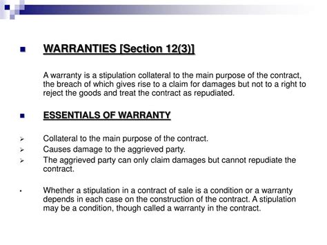 Ppt Conditions And Warranties Powerpoint Presentation Free Download