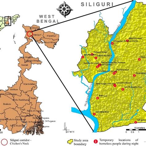 Location Map Of The Siliguri City In Reference To West Bengal State And