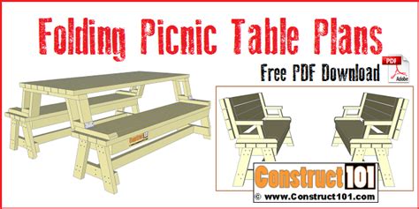 Diy folding picnic table bench plans