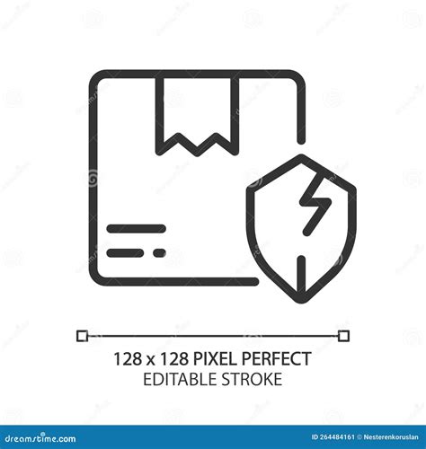 Icono Lineal Perfecto De Píxel De Paquete Sin Protección Ilustración