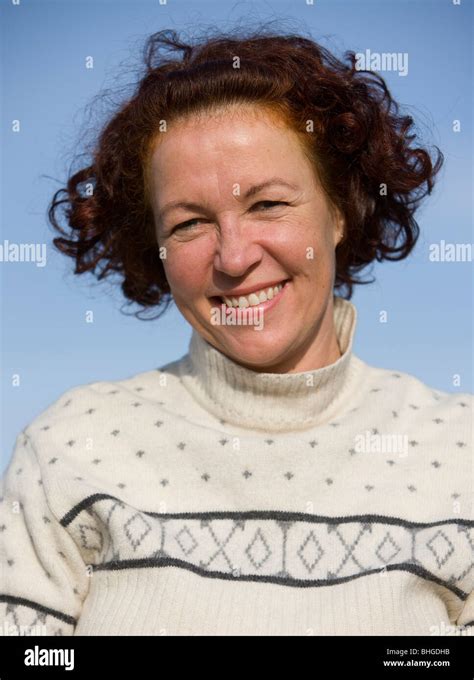 Mature Redheaded Woman Looking Camera Hi Res Stock Photography And