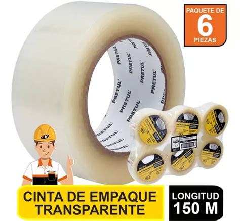 Cinta De Empaque Transparente M Piezas Pretul