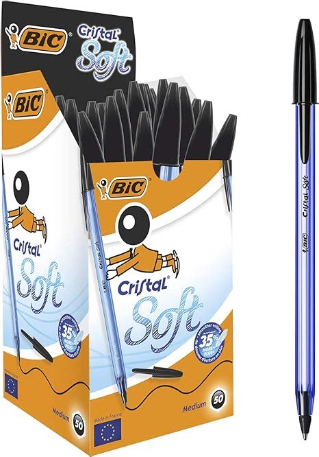 Bic Cristal Soft Bol Grafos De Punta Media Mm Negro Caja De