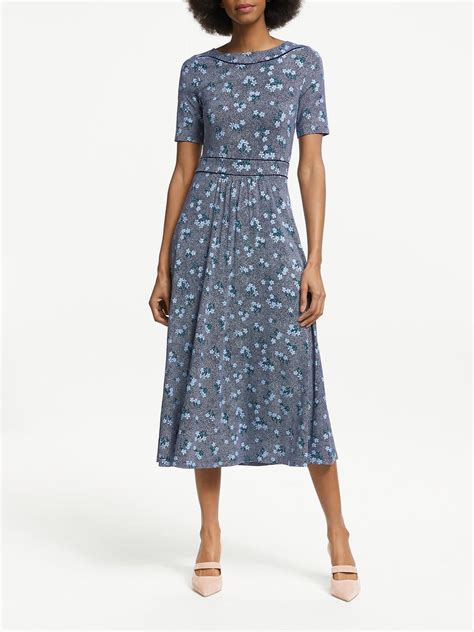 Boden Ava Floral Spot Midi Dress Navyheron Blue At John Lewis