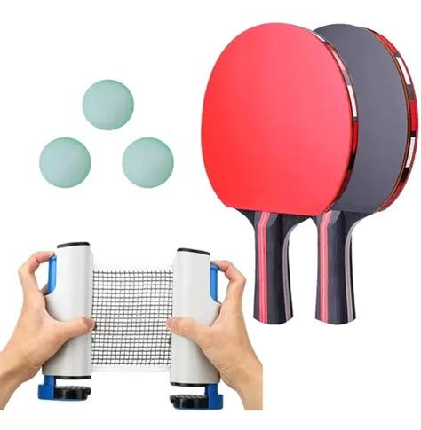 Kit De Raquetas De Ping Pong Pelotas Y Red Retractil