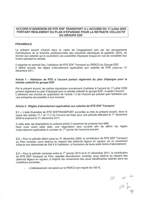 Calam O Accord D Adhesion De Rte Edf Transport A L Accord Du