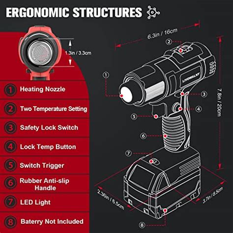 Snapklik Cordless Heat Gun For Milwaukee M Battery Livowalny V W Hot Air Gun I