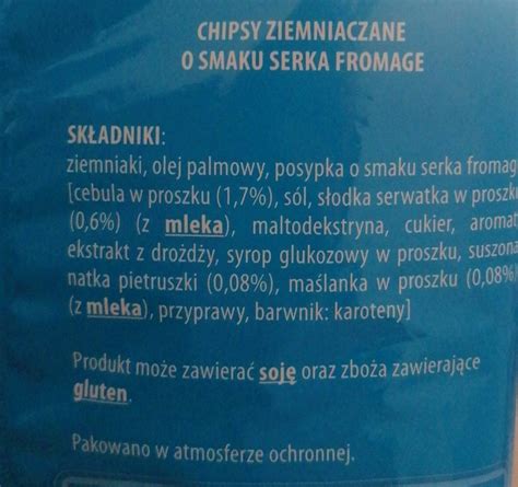 Fafa rafa chips o smaku fromage kalorie kJ i wartości odżywcze