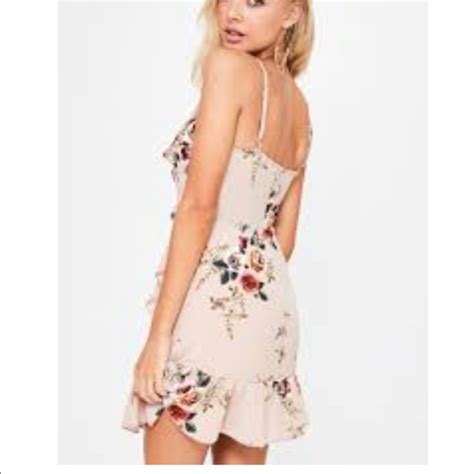 Missguided Dresses Missguided Nude Floral Bardot Frill Dress Poshmark