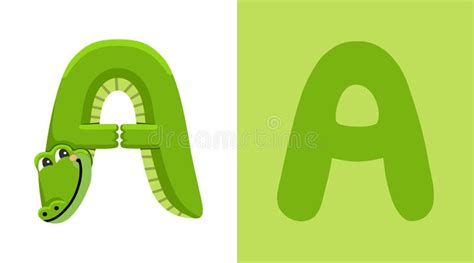 A Is For Alligator Letter A Alligator Animal Alphabet Stock