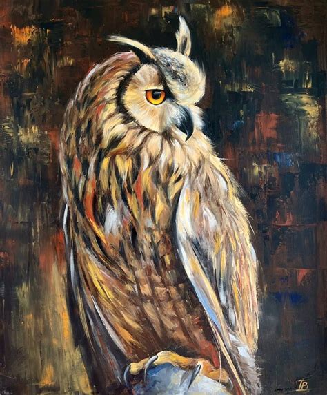 Wise Owl. Owl Oil Painting Painting by Irina Biunger | Saatchi Art