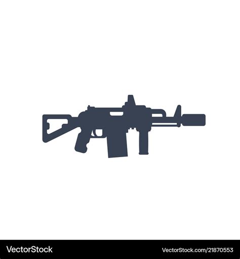 Tactical Assault Rifle With Silencer Icon Vector Image