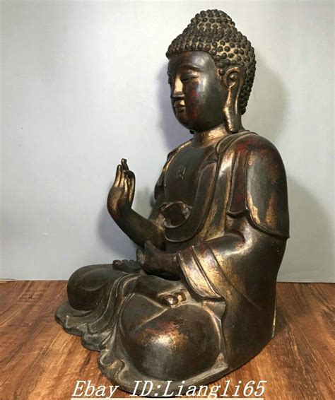 18 8 Tibetische Bronze Gilt Sit Shakyamuni Sakyamuni Amitabha Buddha