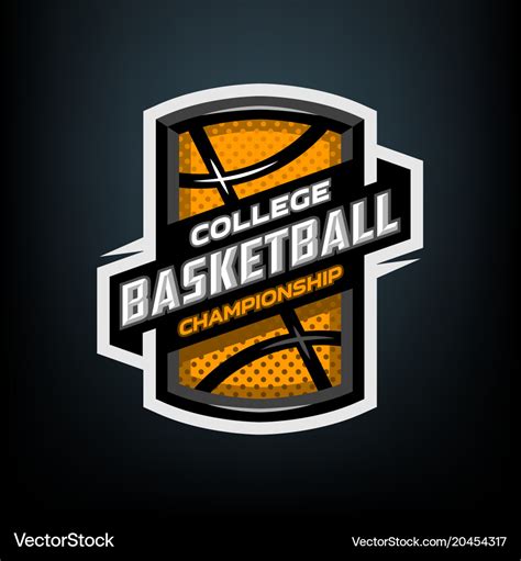 College basketball sports logo emblem Royalty Free Vector