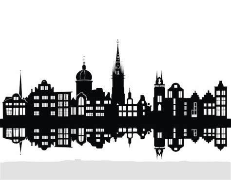 Premium Vector | Silhouette of the old town of gdansk poland