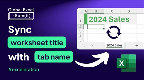 Sync Worksheet Title With Tab Name In Excel Youtube