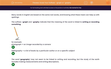 Know Your Suffixes: -graph or -graphy Worksheet - EdPlace