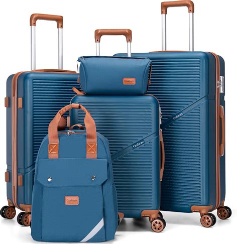 Luggage Sets 5 Piece Suitcases with Wheels, Suitcase Set ABS Hard Case