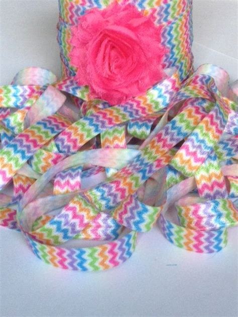 Rainbow Chevron Fold Over Elastic Headband Material Foe Headband Material Elastic Headbands