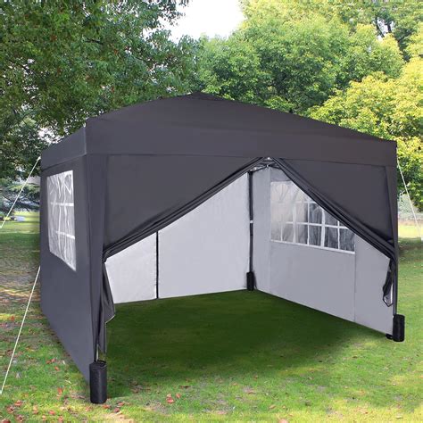 Pop Up Gazebo 3m X 3m With Sides 2 Wind Bars And 4 Weight Bags And Silver