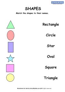 Matching basic 2d shapes to their names worksheet for First ...