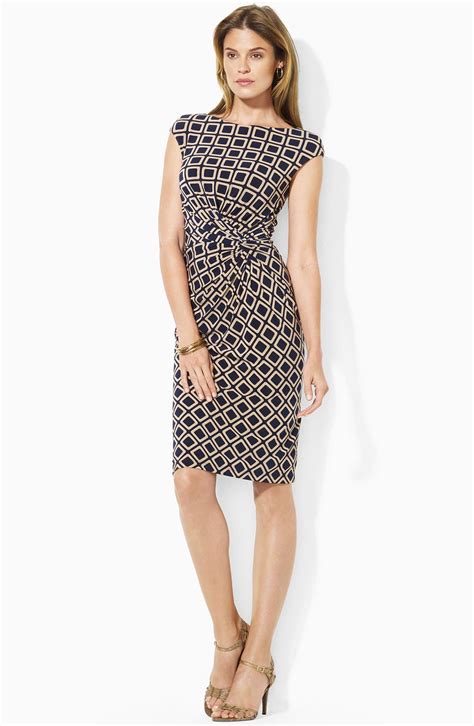 Lauren Ralph Lauren Twist Front Print Jersey Sheath Dress Nordstrom