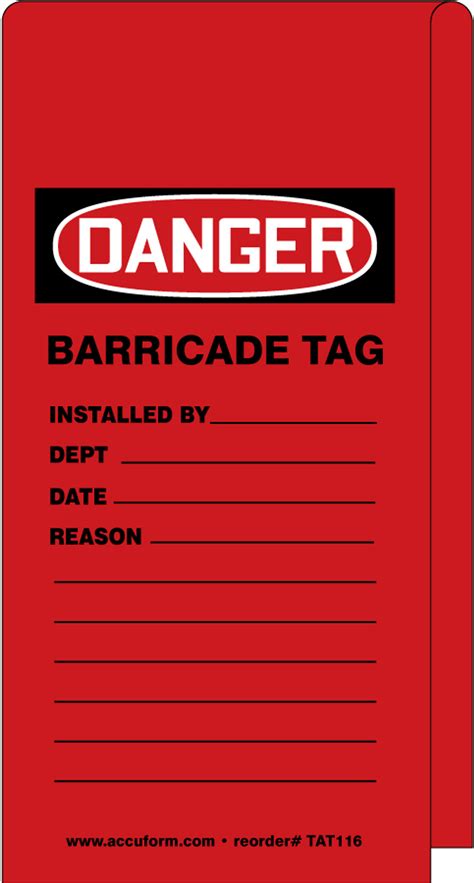 Danger Barricade Tag 12 X 3 18 25pk Wrap N Stick