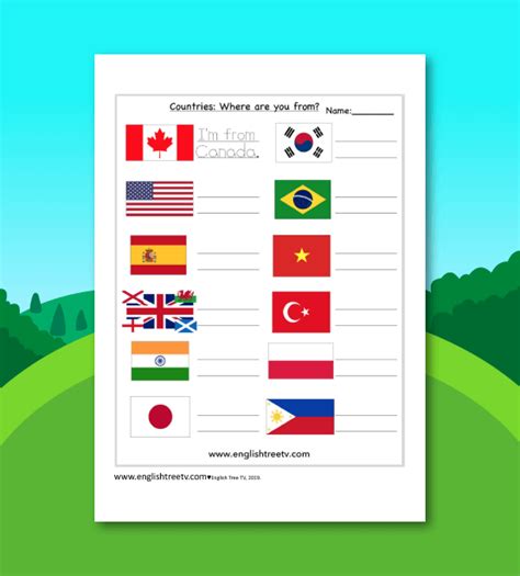 Countries Worksheet - English Tree