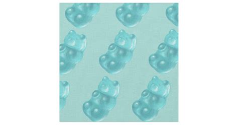 Blue Gummy Bear Pattern Fabric | Zazzle