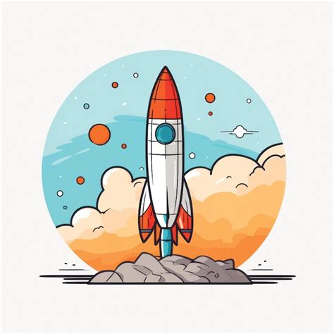 Premium Vector Colorful Rocket Launch Illustration