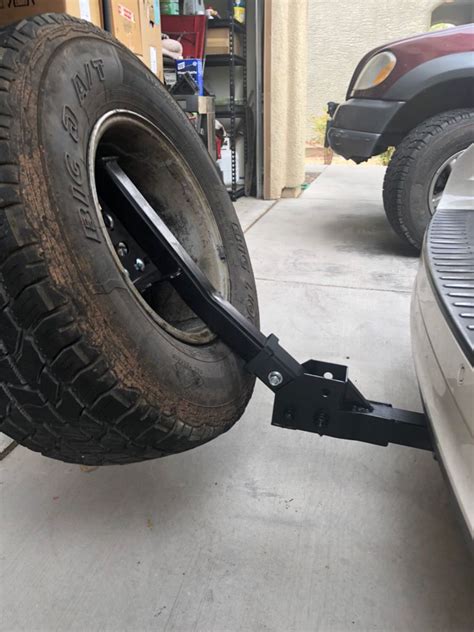 Diy Low Cost Swing Down Hitch Mount Spare Tire Rack In Tire Rack