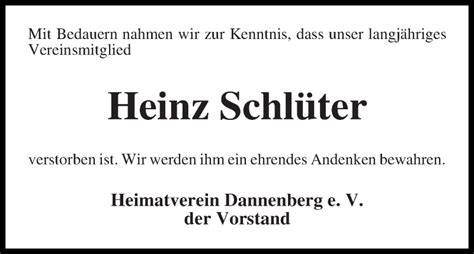 Traueranzeigen Von Heinz Schl Ter Trauer Gedenken