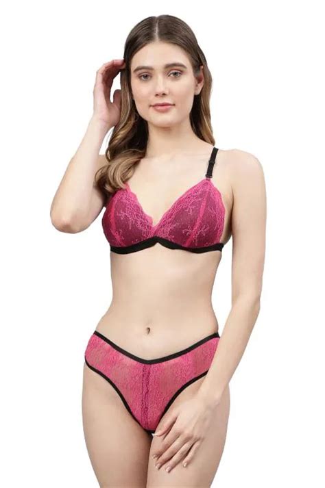 Buy Aamarsh Women S Pink Net Bra Panty Set For Lingerie Set Undergarments Nightwear Hot Seexy