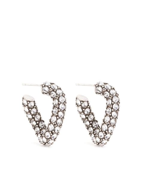 Isabel Marant Crystal Embellished Twisted Hoop Earrings Farfetch