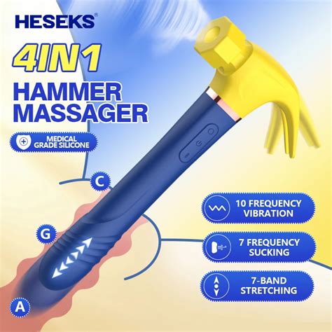 HESEKS 4IN1 Female Hammer Masturbator G Spot Clitoris Stimulation Dildo Vibrating Rod AV