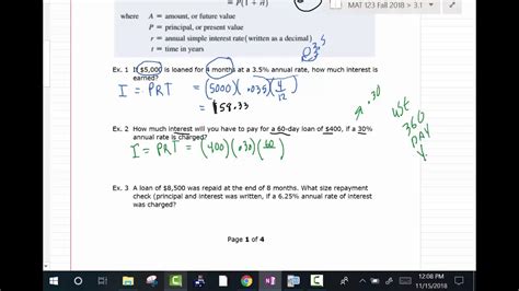 Mat Finite Math Section Simple Interest Youtube