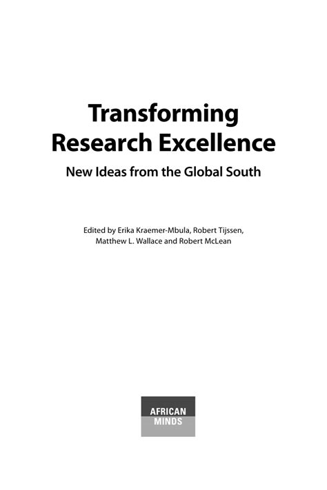 Pdf Transforming Research Excellence New Ideas From The Global South