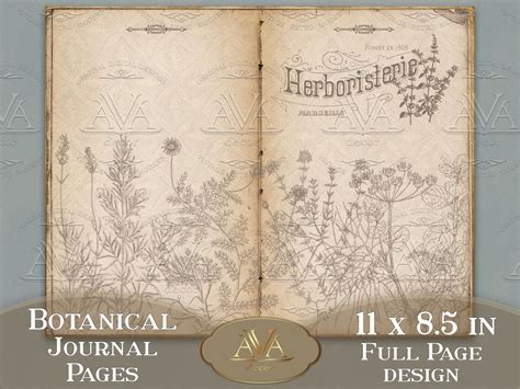 Herbs Journal Pages Printable Botanical Junk Journal Kit Etsy