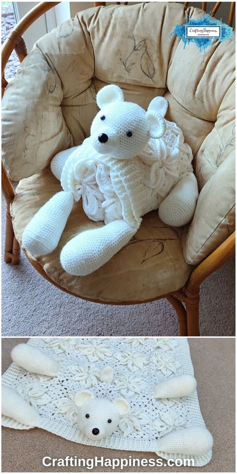 Crochet 3in1 Polar Bear Baby Blanket - Crafting Happiness