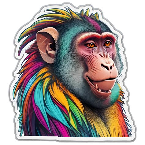 Premium Vector | A rainbow colored african baboon head and face drawing