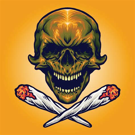 Skull Smoking Weed Drawing