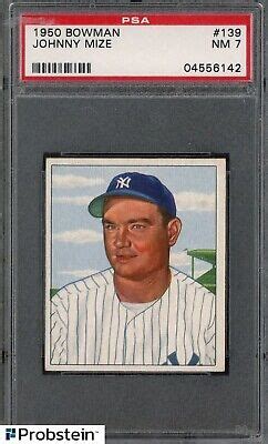 Bowman Johnny Mize New York Yankees Hof Psa Nm Ebay