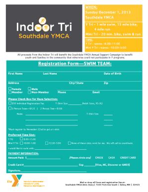 Fillable Online Tri Registration Form 2013 Swim Team Pdf TeamUnify