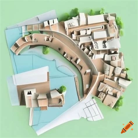 Village Plan Architecture Business Blueprint Model Birds Eye View On