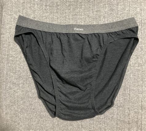 Vintage Mens Hanes Bikini Gray Brief Underwear No Fly Cotton Tight High Cut XL EBay