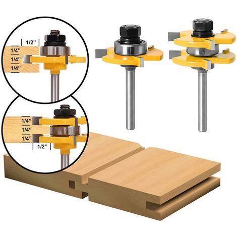 3 Pièces Fraise Défonceuse 45 Degrés Verrouiller Mitre Routeur Bit