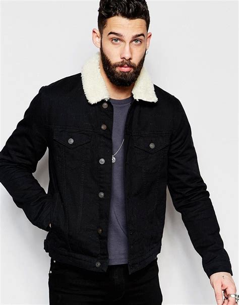 Denim Jacket With Fur Denim Jacket Men Style Borg Collar Denim Jacket