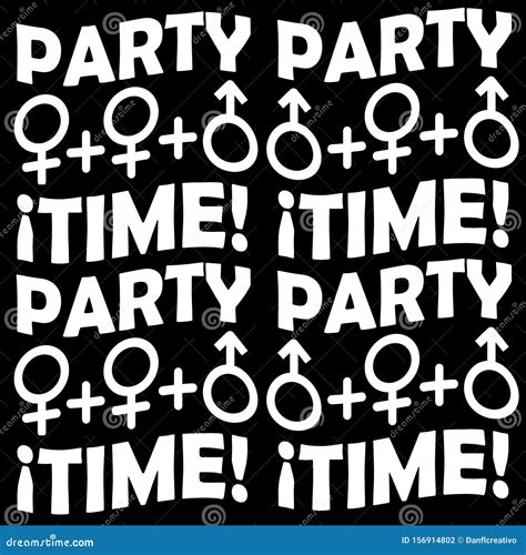 Party Time Threesome Sex Concept Typographic Pattern Stock Illustration Illustration Of