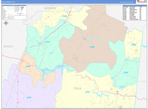 Polk County, TN Wall Map Color Cast Style by MarketMAPS